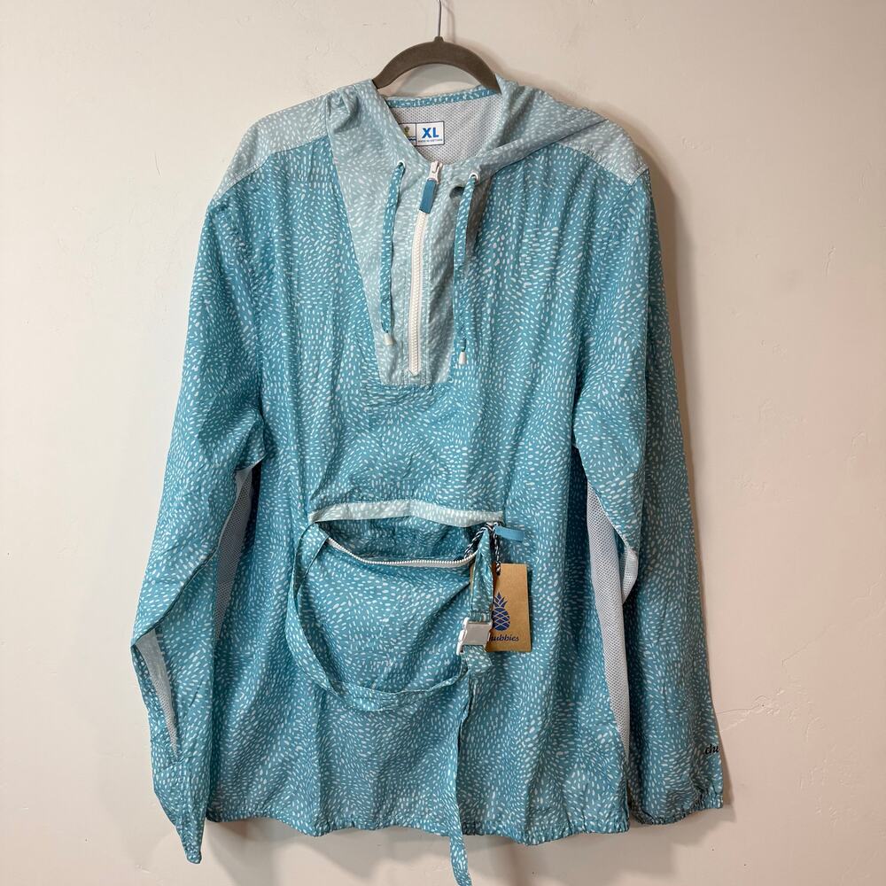 Chubbies Men's Caught in The Blue Windbreaker Jacket Blue White NEW XL‎ Half Zip